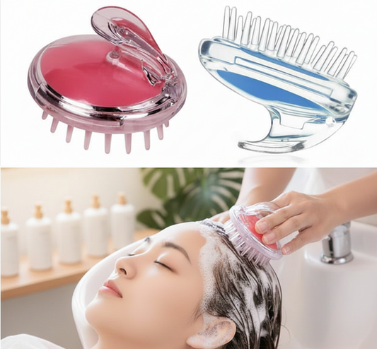 Hair Wash Brush & Scalp Massage Comb – Anti-Dandruff Silicone Shampoo Brush | Hair Growth Massager | Random Color
