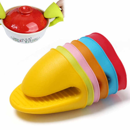 1 Pair Silicone Heat Resistant Glove Clip – Non-Slip Insulation Pot & Bowl Holder, Cooking and Baking Oven Mitt (Random Color)