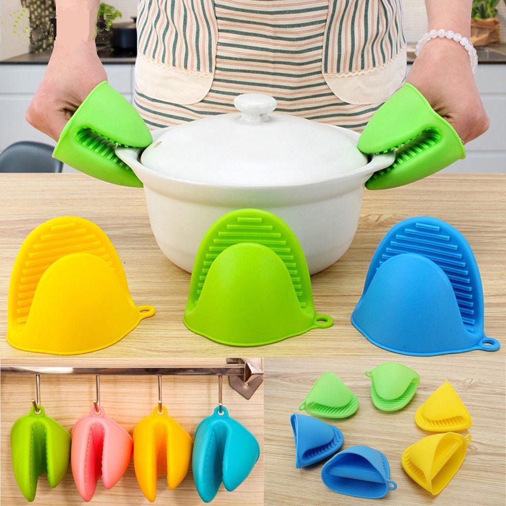 1 Pair Silicone Heat Resistant Glove Clip – Non-Slip Insulation Pot & Bowl Holder, Cooking and Baking Oven Mitt (Random Color)