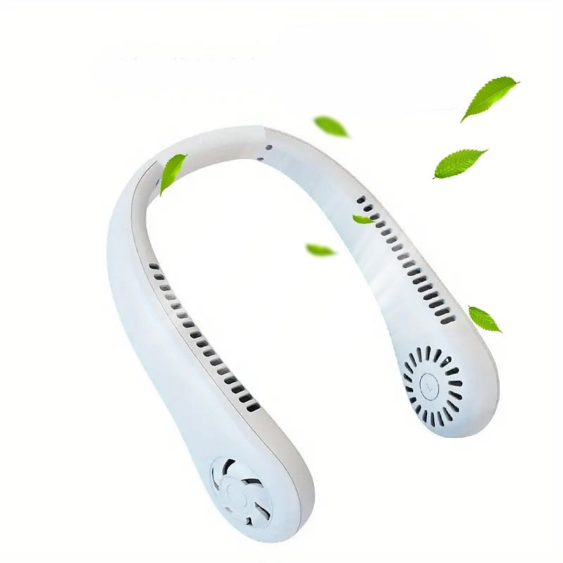 USB Rechargeable Neck Fan | 3 Modes Fan Speed | 360 Rotation Neck Hanging Fan With Box | C-Type Charging Cable Included