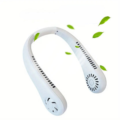 USB Rechargeable Neck Fan | 3 Modes Fan Speed | 360 Rotation Neck Hanging Fan With Box | C-Type Charging Cable Included