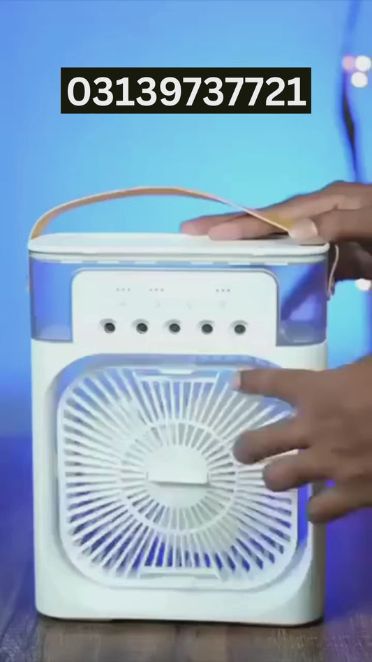 9-Inch Desktop Water Mist Fan – Portable Humidifier Air Cooler with 5-Hole Spray, 3 Speed Modes, and LED Night Light (Not Rechargeable)